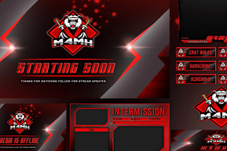 design best twitch,kick overlay animated and logo for stream