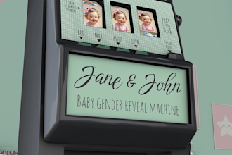 create animated machine gender reveal announcement video