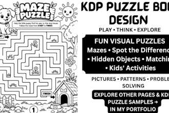 design various puzzle book activity pages for KDP books