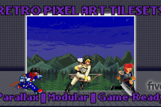 create retro pixel art tilesets and backgrounds for 2d games