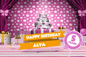 make this kids happy birthday video with full birthday song