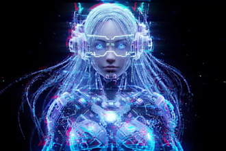 create a futuristic cyberpunk ai avatar or video intro