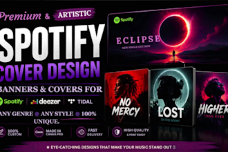 design premium and artistic spotify, deezer and tidal banners in canva pro