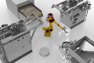 create 3d robotic arm, factory automation and industrial animation
