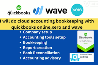 bookkeeping, bank reconciliation, clean up in quickbooks online, xero, wave