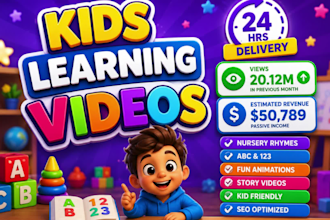 monetize kids learning videos, animation for kids