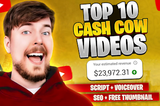 create the top 10 viral faceless cash cow youtube videos