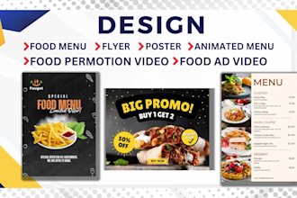 create restaurant food promo video and menu card