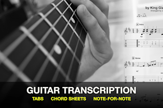 transcribe quality guitar tabs and chord sheets for any song