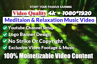 create youtube channel with 30 relaxing, meditation, nature music videos
