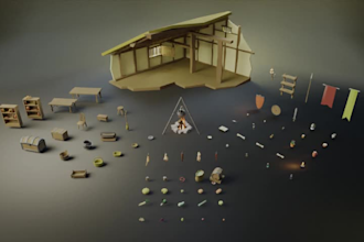 model custom low poly 3d medieval or fantasy game props