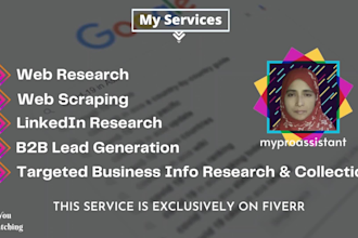 be your virtual assistant, data entry clerk, web researcher, and web scraper