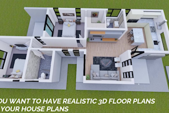 create photorealistic 3d floor plan and renderings of house plan