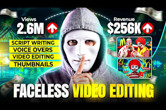 create automated faceless youtube videos, cash cow, and faceless video editing