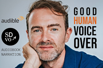 be irish, british, american audiobook narrator in english voice over male