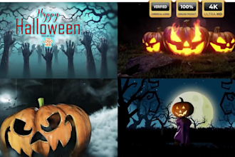 create 4 custom halloween videos with license assets
