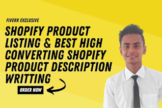 write best shopify product description with shopify product listing or upload