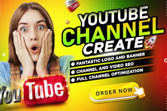 do youtube channel create and setup, logo, banner art, with video seo