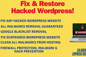 fix hacked sites, remove malware, redirects and google blacklist fast