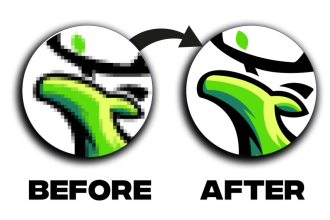 convert logo to vector file, tracing, modify, redraw vector and recreate