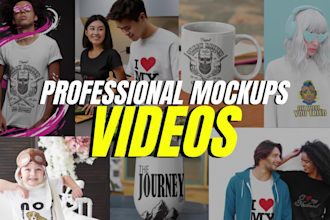 make 100 professional realistic video mockups for tshirt hoodie mug etc mockup