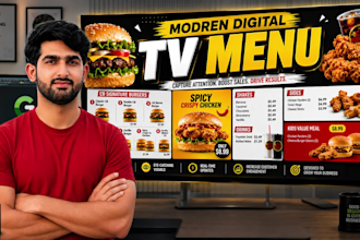 design a digital TV menu board for your food restaurant