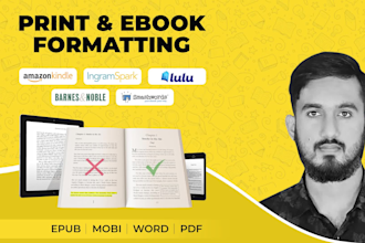 do professional book formatting for amazon KDP, print and ebook publishing