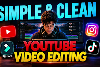do simple and clean video editing for youtube videos within 24 hours
