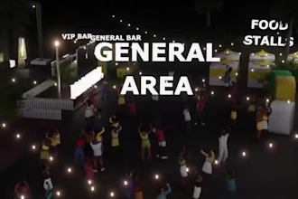 3d event walkthrough for event, concert, carnival, exhibition and virtual studio