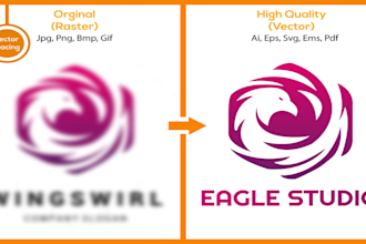vector trace,recreate  logo to vector with high resolution