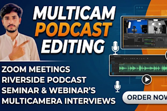 do podcast editing, zoom meetings and multicam interviews