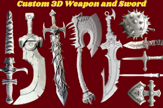 custom 3d sword, props, 3d weapon, gun, 3d cosplay accessories for 3d printing