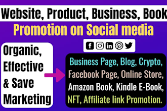 promote or market your website, product, business, amazon book, facebook page