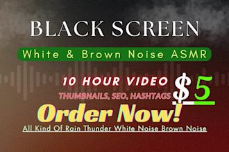 make black screen rain video, ocean, fireplace, white and brown noise 10 hour