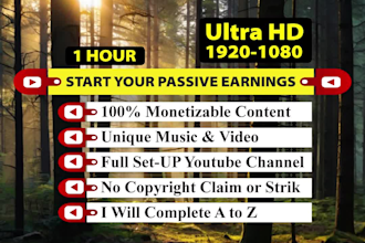 create youtube, full setup with 50 x 1 meditation and relaxing music video