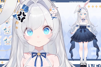 design anime chibi vtuber model, live2d vtuber rig, animation for vtube studio