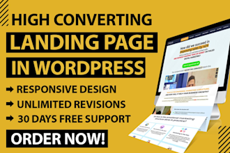 create modern wordpress landing page or one page website by elementor pro