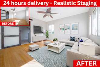 do realistic virtual staging and virtual renovation of your listing in 24 hours
