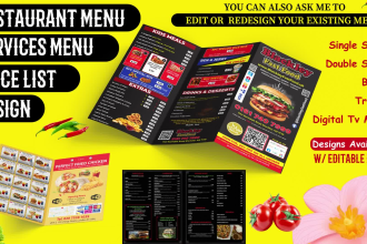 make restaurant menu and price list design