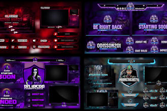 design animated custom twitch overlays,facecam and full stream