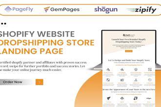 build shopify website landing page in pagefly, gempages or replo
