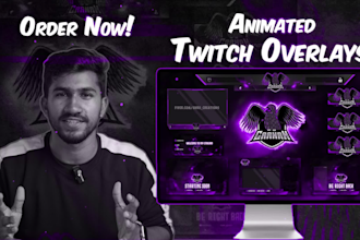 design cool animated twitch overlay, alerts, and full stream package