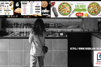 design a professional pizzeria digital menu board