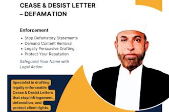 draft strong cease and desist letters for copyright or defamation