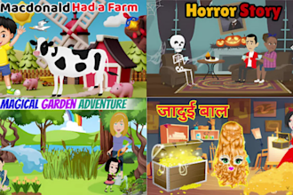 create animated stories cartoon for kids youtube channel english hindi