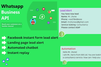 setup facebook lead alert via whatsapp API and setup chatbot