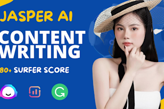 write surfer SEO optimized articles and blog posts using jarvis ai or jasper ai