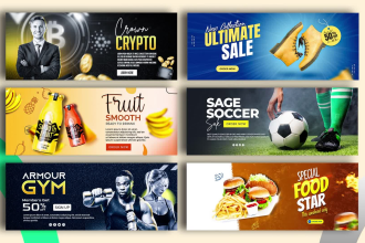 design branded web banners, website headers, covers, or sliders