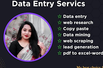 do data entry, web research, and web scraping expert