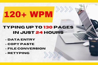 do fast typing job, convert pdf to word, fast typist